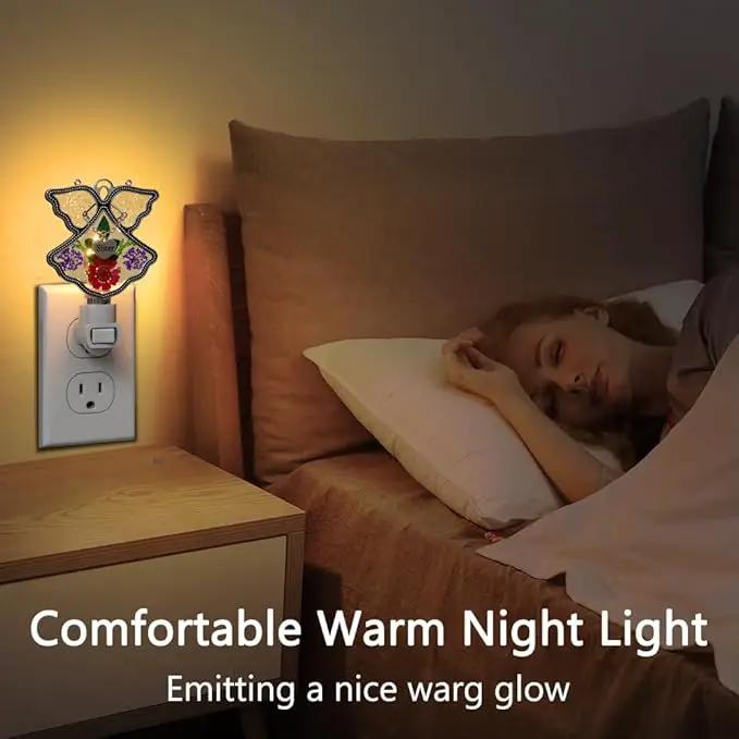 KY&BOSAM Angel Sister Night Light Flower in Glass with Metal Trim Sister Heart Night Light Nursery Bedroom Bathroom Decorative Accent Lite Elegant Home Decoration, Guardian Butte by GreenHaven Gardens