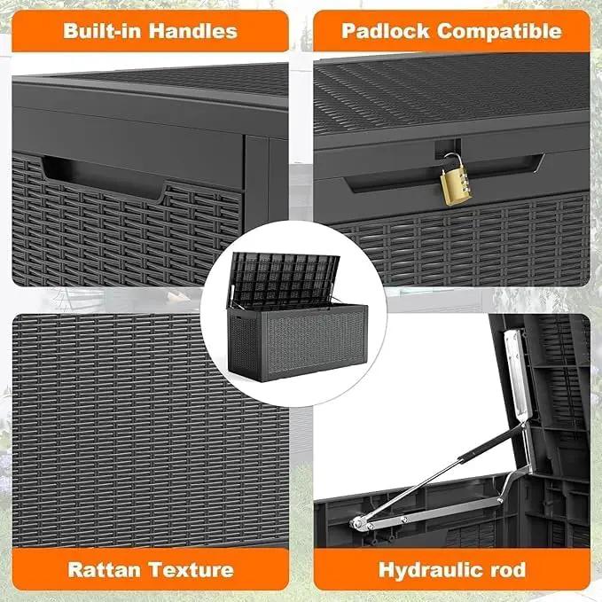 100 Gallon Outdoor Storage Box – Waterproof Deck Box for Garden, Patio & Backyard,Black by GreenHaven Gardens