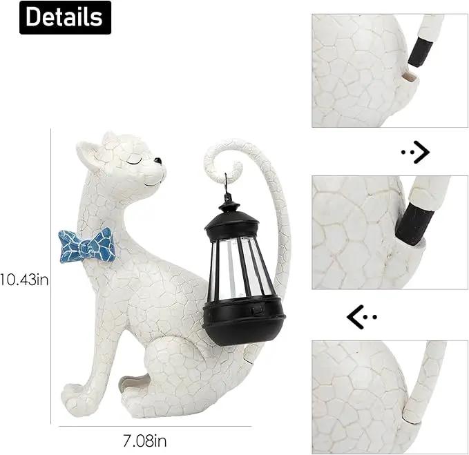Solar Outdoor Garden Statues Light Clearance,Cute White Cat Figurines Garden Sculpture Decor, Unique for Women, Men or Daughter, Housewarming Gifts and Yard Decoration by GreenHaven Gardens