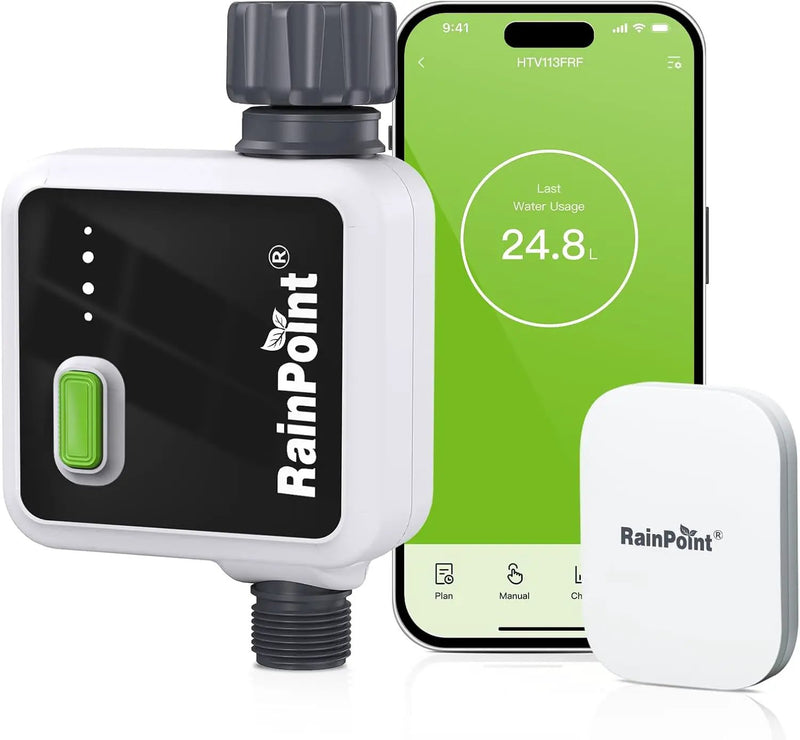 RAINPOINT 1-Zone Wireless Smart Water Timer for Garden Hose with Hub Outdoor Sprinkler Irrigation Rain Delay, APP Remote Control WiFi Valve for Faucet Automatic Schedules Lawn,Backyard,Pool by GreenHaven Gardens