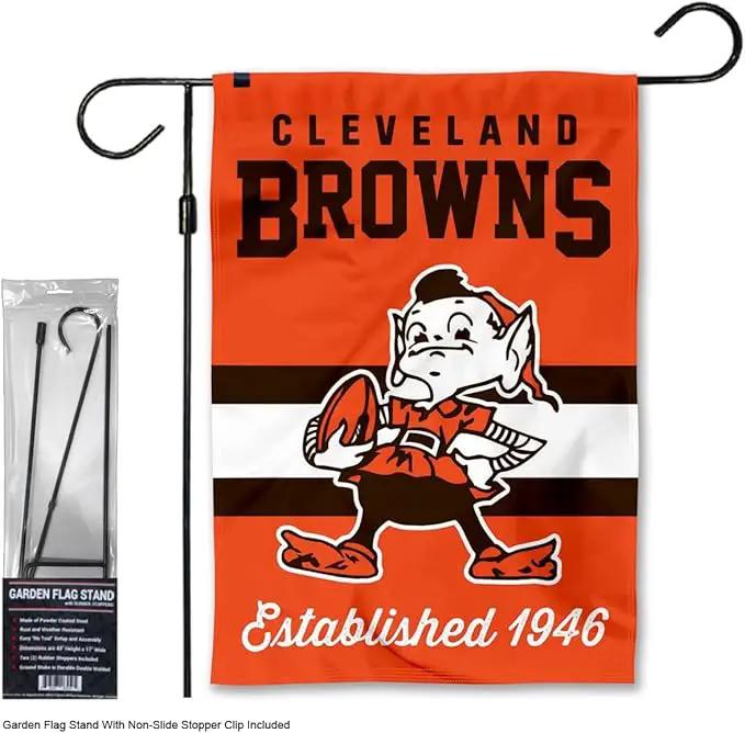 WinCraft Browns Retro Garden Flag and Stand Pole Holder Mount by GreenHaven Gardens