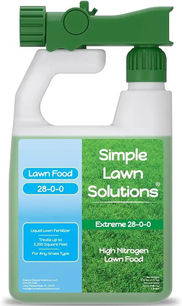 Maximum Green & Growth Fertilizer High Nitrogen 28-0-0 Liquid Lawn Food Spray Spring & Summer- Any Grass Type- Simple Lawn Solutions - Concentrated Quick & Slow Release Attached Sprayer (32 Ounce) by GreenHaven Gardens