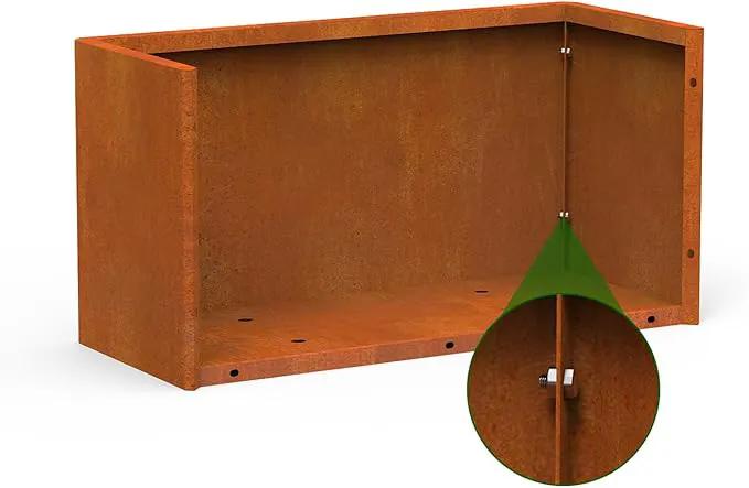 Co rten Steel Planter 36X15X15 inch Large Rectangular Planter Box Rustic Style Flower Box for Porch, Patio, Garden, Commercial Décor, Rusty by GreenHaven Gardens