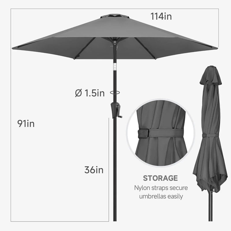 FLAME&SHADE 10ft Patio Umbrella - Outdoor Umbrella with 6 Sturdy Ribs, Push Button Tilt and Crank, UV Protection Table Market Umbrella for Pool, Porch，Garden, Deck, Backyard (Anthracite) by GreenHaven Gardens