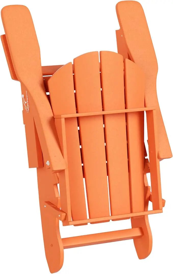 WO Home Furniture Adirondack Chairs Table Set of 3 PCS Outdoor Folding Chairs Coffee Table Weather/UV Resistant for Lawn, Garden, Bon Fire, Balcony (Orange) by GreenHaven Gardens