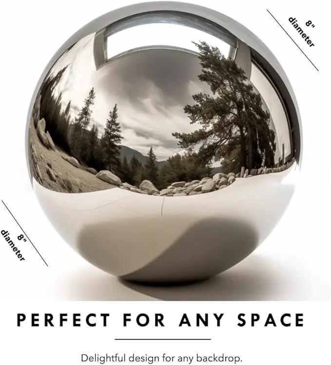 8 Inch Stainless Steel Gazing Globe,v2croft Hollow Ball Mirrored Surface Polished Shiny Sphere,Garden Stainless Steel Gazing Ball for Outdoor Lawn Pond Yard Ornament(Silver) by GreenHaven Gardens