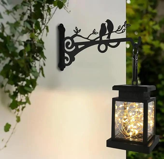 Multipurpose Hanging Basket Plant Brackets Outdoor Indoor, Heavy Duty Solid Steel Plant Hangers, Wall Mounted Lantern Hooks for Garden Plants Flower Light Bird Feeder, Pack of 2 Black by GreenHaven Gardens