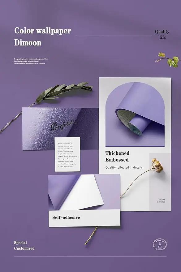 Dimoon 236''x17.7'' Purple Peel and Stick Wallpaper Contact Paper Modern Self Adhesive Wall Paper Removable Renter Friendly Textured Solid Color Shelf Cabinet Vinyl Roll (236''x17.7'',Dark Purple) by GreenHaven Gardens