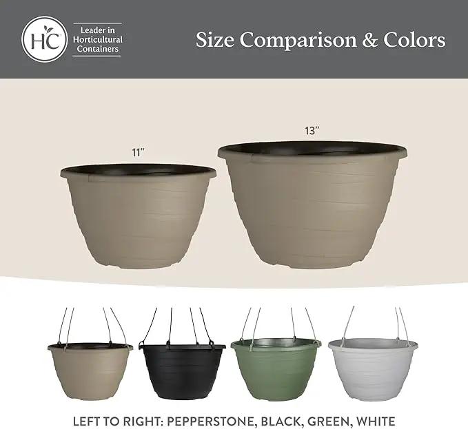 The HC Companies Wrapt Hanging Planters - Lightweight Plant Pot Hanger for Hanging Plants, Vegetables & Herbs - Outdoor & Indoor Hanging Basket for Plants (13" Green, Pack of 2) by GreenHaven Gardens