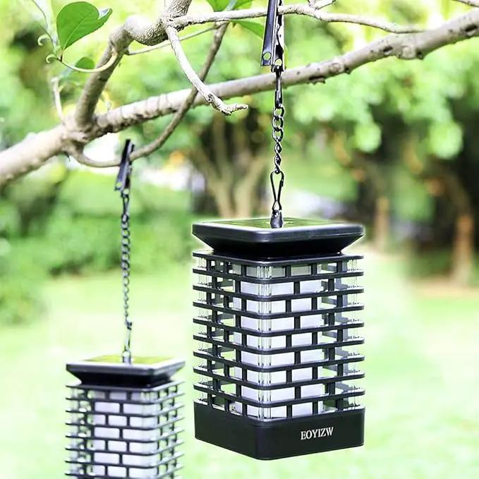 EOYIZW 99 LED Solar Lantern Flickering Flame Lights - 2 Pack Waterproof Garden Lights for Patio Yard Porch Lawn Decorations - Blue Solar Lanterns by GreenHaven Gardens