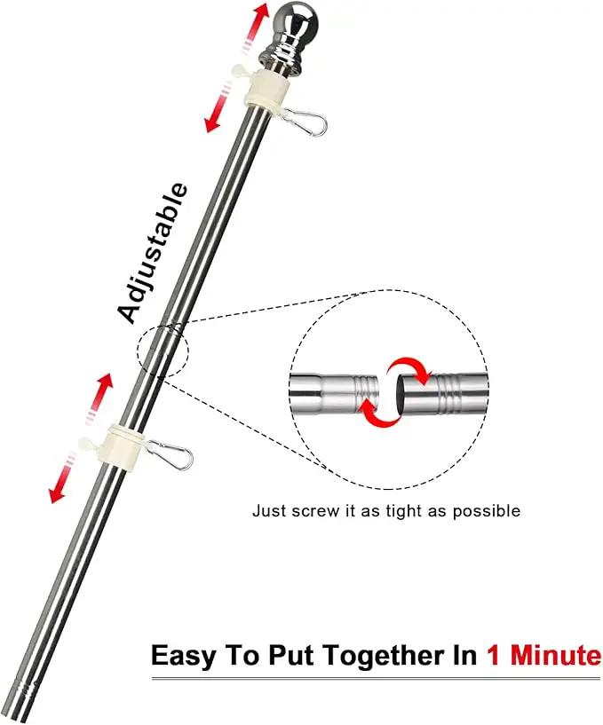 Flag Pole, 6FT Flag Pole for House - Residential or Commercial Metal Flagpole for Garden Yard Porch Truck Boat (No Bracket) by GreenHaven Gardens