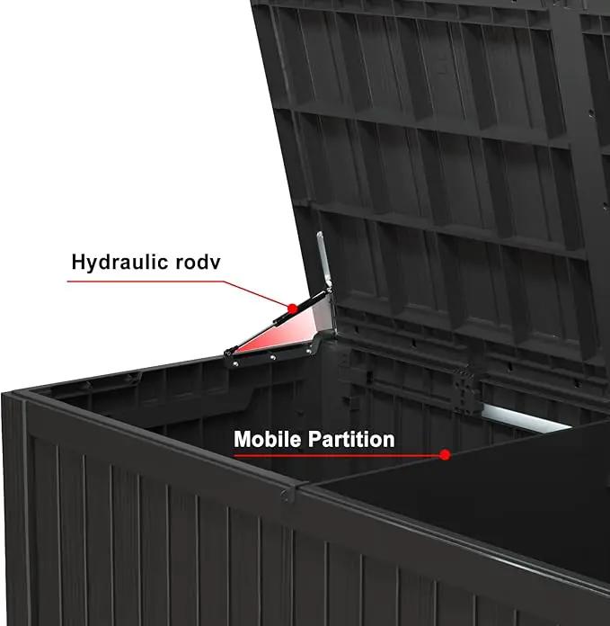 150 Gallon Resin Outdoor Deck Box Waterproof Patio Furniture, Garden Tools, Cushions, Pool Accessories Outside Storage (Black, 150 Gallon) by GreenHaven Gardens