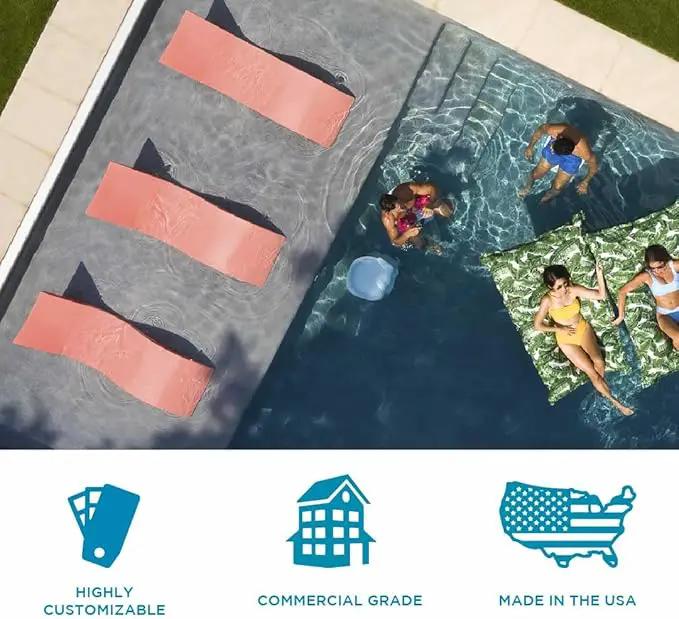 Ledge Lounger- Signature Chaise Deep - Inside Pool & Sun Shelf Lounge Chair - Designed for Deep Shelves 10”-15” - Compatible with All Pool Types - Poolside & Sun Deck Tanning - Set of 2 - Granite Gray by GreenHaven Gardens