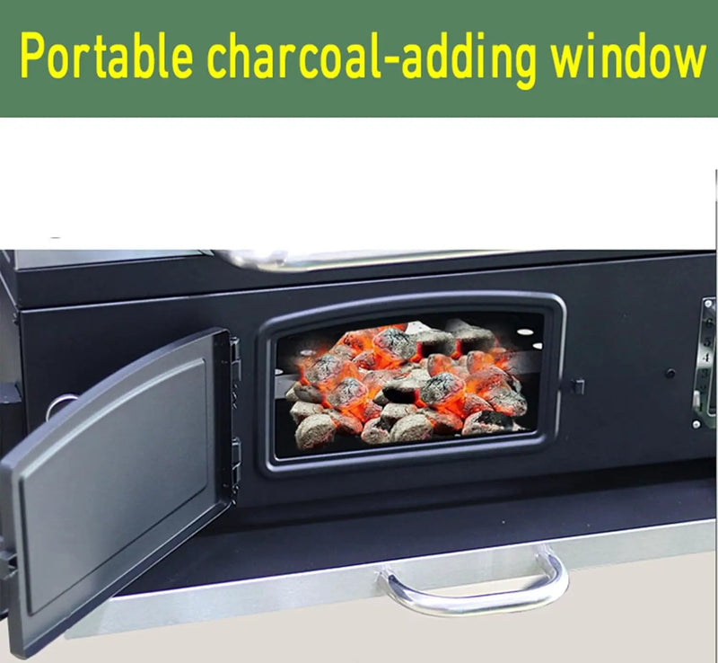 Built In Grill, 29-Inch Oversize Cooking Area Charcoal Grill, Electric rotating grill fork and Height-adjustable Charcoal Trays Outdoor Kitchen,Perfect for Outdoor Patio (Charcoal barbecue grill kit) by GreenHaven Gardens