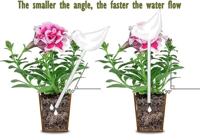 Glass Plant Watering Globes, Self Watering Globes Bird Shape, Self Watering Planter Insert, Plant Watering Devices, Automatic Plant Waterer Indoor, Watering Bulbs, 3 Pack by GreenHaven Gardens