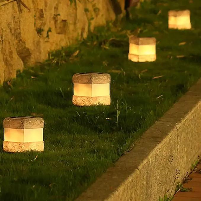 2 Pack Solar Garden Lights, Fake Rock Lights for Outdoor Pathway Yard, Solar Waterproof Decorative Rocks Lantern for Landscape Decor Brown by GreenHaven Gardens