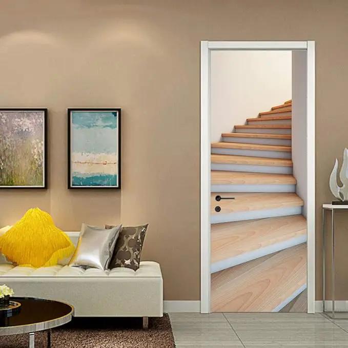 3D Door Stickers Murals Peel and Stick - Stairs - Door Wallpaper Self-Adhesive Door Decals Removable PVC Waterproof Door Poster for Bedroom Living Room Door 34.6" x 78.7" by GreenHaven Gardens