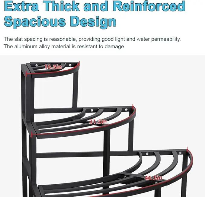 Black Corner Plant Stand - 3-Tier Space Saving Flower Pot Rack - Rustproof & Weather Resistant Indoor/Outdoor Ladder Display Shelf for Patio, Garden, Yard, Balcony by GreenHaven Gardens