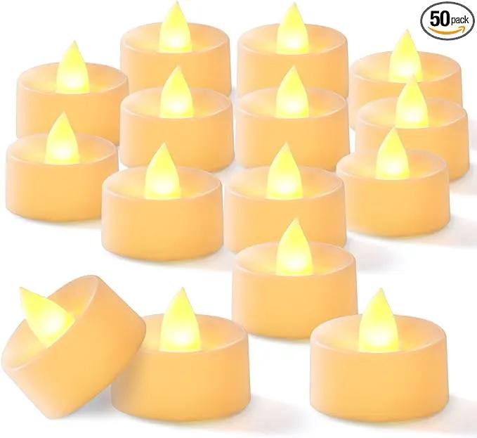 BEICHI Flameless Candles, 50Pack Battery Operated Candles, LED Tea Lights Candles Battery Operated, Flickering Fake Candles for Wedding Halloween Christmas Diwali- Warm Yellow by GreenHaven Gardens