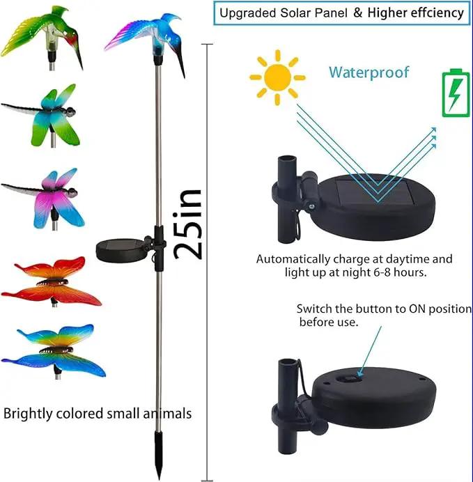 EiGreen 6 Pack Solar Garden Stake Lights Outdoor, Yard Figurine Stake Light, Flower Hummingbird Dragonfly Butterfly for Patio Yard Pathway Decoration (Garden) by GreenHaven Gardens