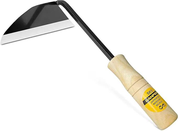 Japanese Wide Blade Gardening Tools I Premium Quality Hand Hoes/Weeding Sickle Have Very Sharp Edge for Quick Work by GreenHaven Gardens