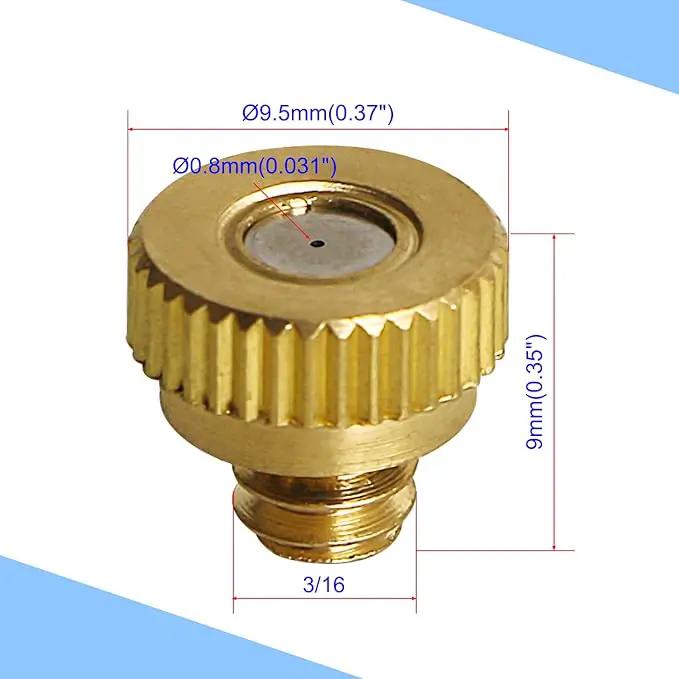 Aopin G 3/16 Brass Misting Nozzles 0.8mm / 0.03" Orifice Atomizing Mister Sprayer Nozzle Suitable For Outdoor Cooling,Garden Irrigation,Fountain, Crop Nutrient Injection, Greenhouse 16 Pcs by GreenHaven Gardens