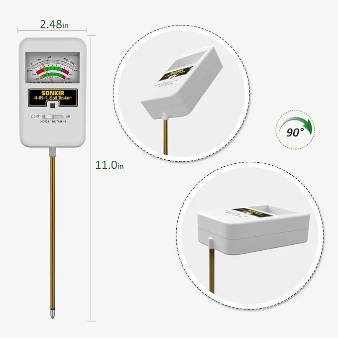 Soil Moisture Meter, 4-in-1 Soil Ph Meter, Soil Tester for Nutrients, Moisture, PH and Light, Soil Ph Test Kits for Plant, Great for Garden, Lawn, Indoor & Outdoor Use (No Battery Required) by GreenHaven Gardens