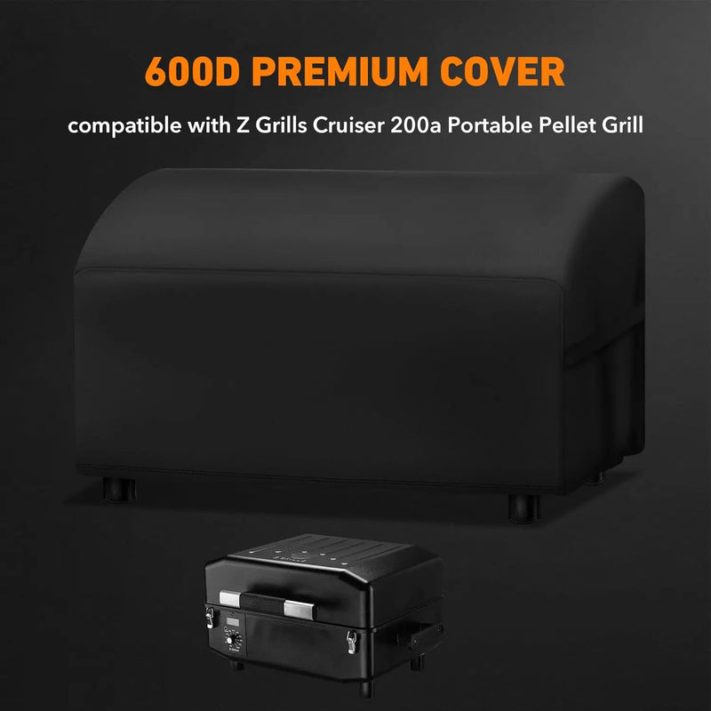 ZBXFCSH Heavy Duty 600D Polyester Cover Compatible with Z Grills Cruiser 200a Portable Pellet Grill, Waterproof Small Tabletop BBQ Grill Cover, 25''L x 20''W x 13''H by GreenHaven Gardens