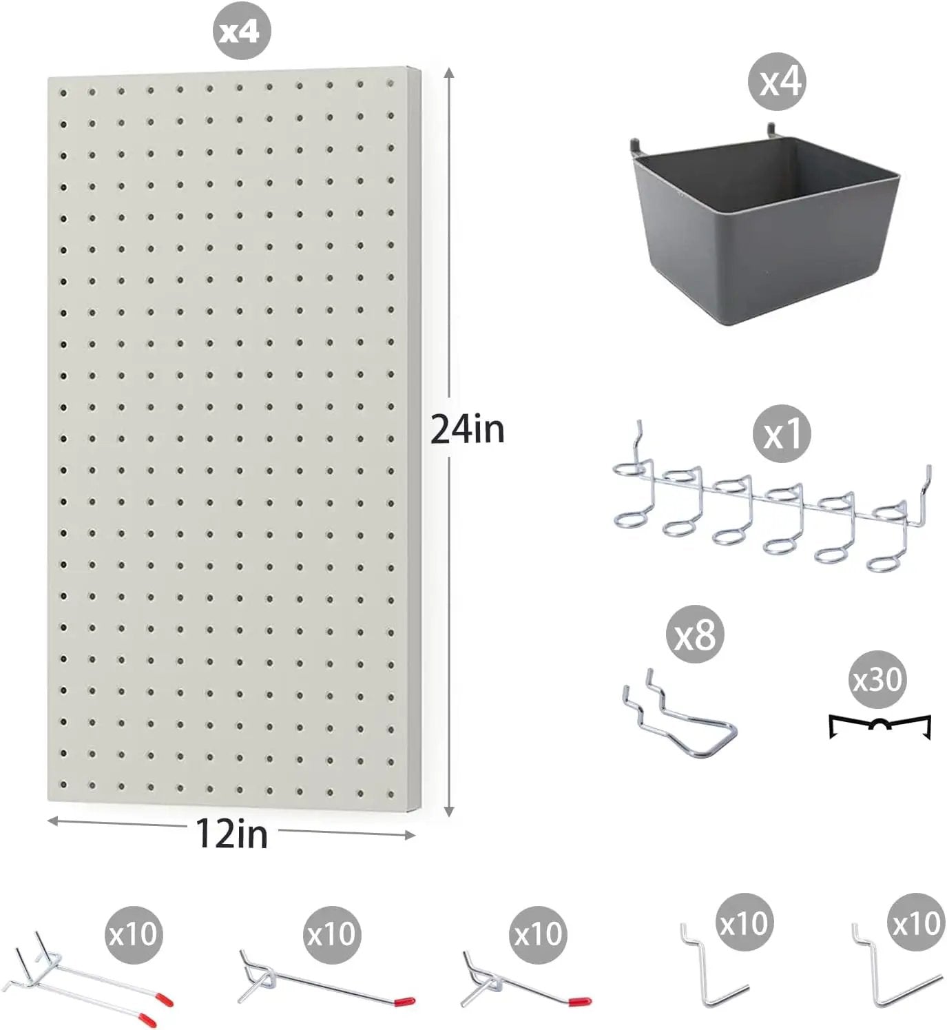 48x24 inch Gray Metal Pegboard Kit for Wall Organization with Hooks, Pegboard Bins, and Utility Tools Storage Board, Efficient Tool Organizer Peg Board by GreenHaven Gardens