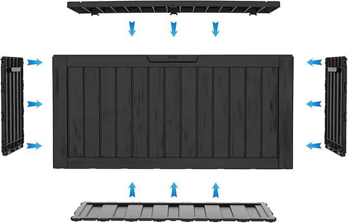 90 Gallon Waterproof Outside Storage Box - Patio Storage & Outdoor Deck Box, All-Weather Resin Chest for Pool/Garden Accessories, Lockable UV-Resistant, Jet Black by GreenHaven Gardens