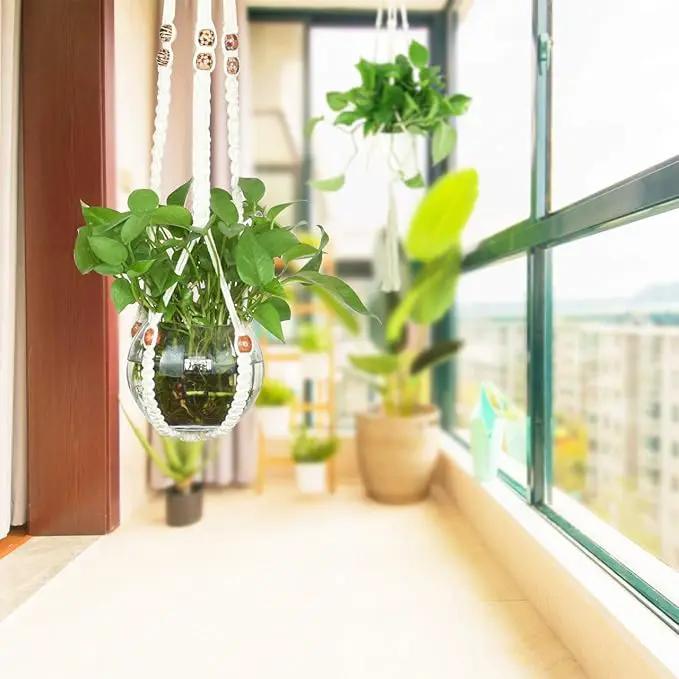JES&MEDIS 5-Pack Macrame Plant Hangers with 5 Hooks, Different Tiers, Handmade Cotton Rope Hanging Planters Set Flower Pots Holder Stand, for Indoor Outdoor Boho Home Decor by GreenHaven Gardens