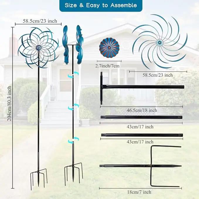 Stargarden Wind Spinners Outdoor -Metal Large Kinetic Wind Spinners with Stable Metal Stake, Wind Sculptures & Spinners for Yard Lawn Garden (23 x 80 inches) by GreenHaven Gardens