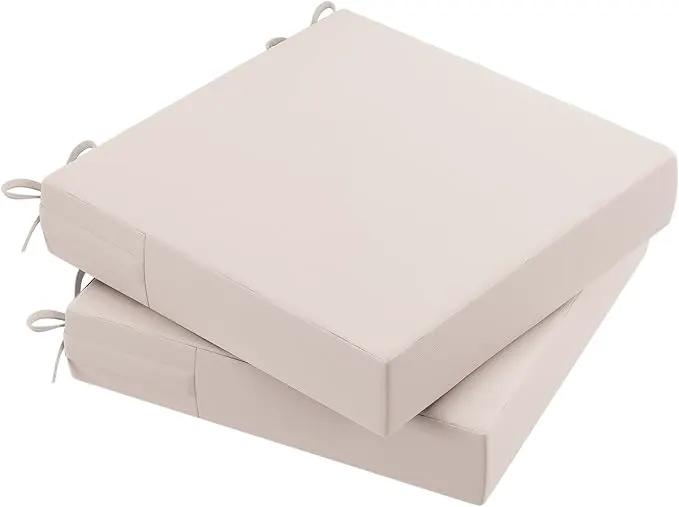 AAAAAcessories Outdoor Seat Cushions for Chairs, Waterproof, Fade-Resistant Patio Furniture Replacement Cushions, 21" x 21" x 4", Set of 2, Khaki Beige by GreenHaven Gardens