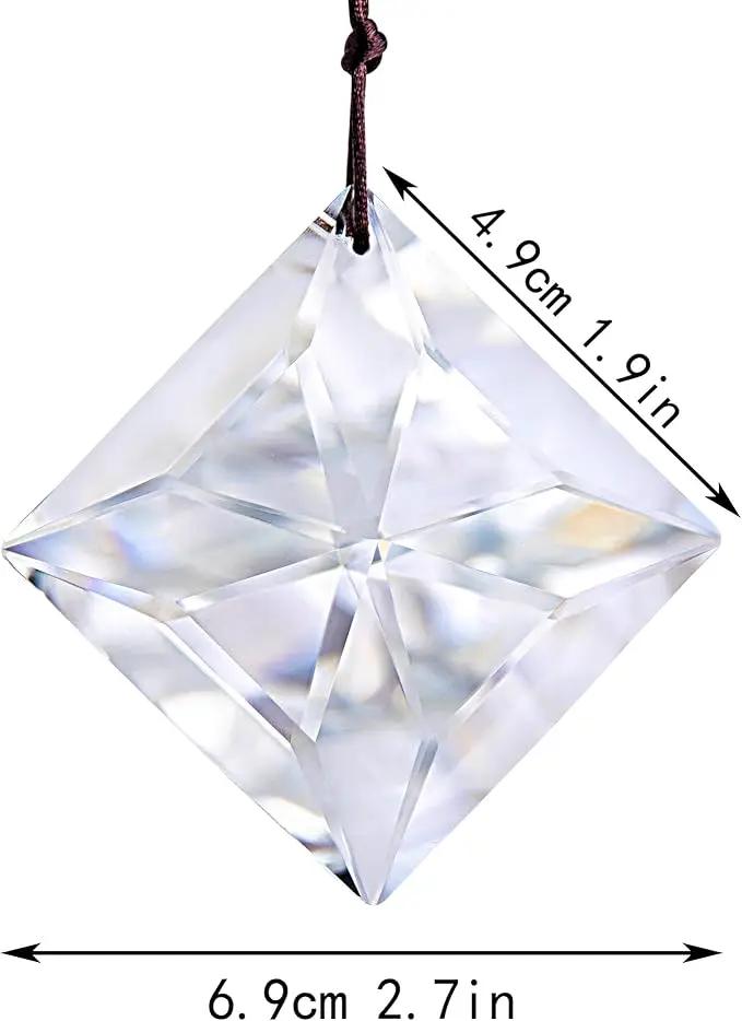 HDCRYSTALGIFTS Set 2,50mm Hanging Faceted Crystals Suncatcher Ornament Window Prisms Rainbow Maker Chandelier Crystal Pendant(Square) by GreenHaven Gardens