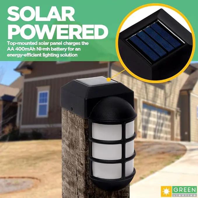 GreenLighting Marina Solar Post Cap Lights Fits 4x4 Nominal Wood Outdoor Solar Powered Post Cap Light, Fence Post, Landscaping, Deck, Garden- Bright LED, Waterproof Nautical Lighting Black 8 Pack by GreenHaven Gardens