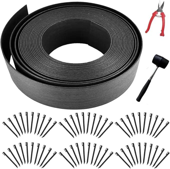 Landscape Edging Kit, Include 4 Inch High 120 Feet Length Terrace Board, 60 Durable Spikes, Edging Pruning Shear, Rubber Mallet Hammer, Black by GreenHaven Gardens