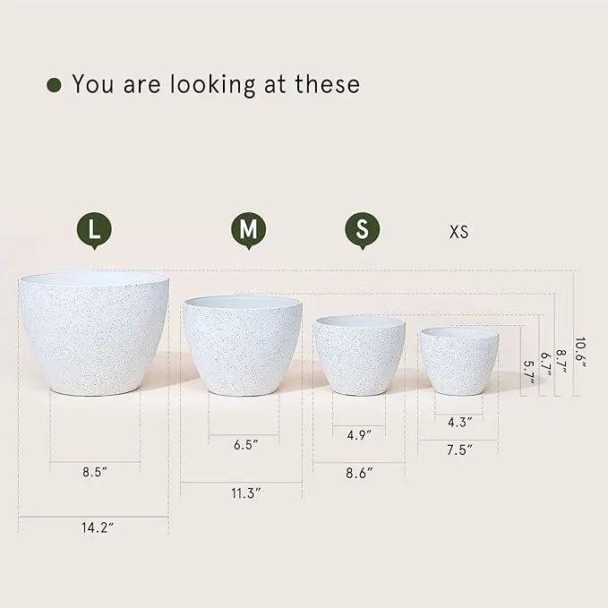 LA JOLIE MUSE 14.2/11.3/8.6 Inch Planters,Indoor/Outdoor White Planters Set of 3,Plant Container with Drain Holes,Flower Pots for Patio and Deck by GreenHaven Gardens