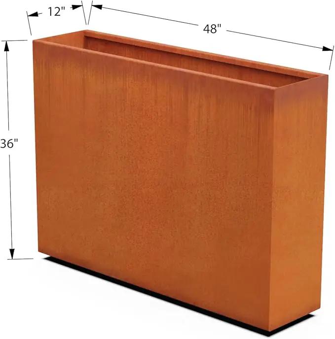 Corten Steel Planter Rectangle Outdoor Metal Garden Box Heavy Duty | Made in USA | Fully Assembled by GreenHaven Gardens