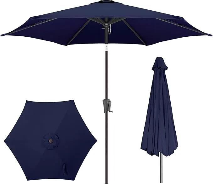 9ft Outdoor Patio Umbrella - Table Umbrella Waterprool UV Protection, Sombrillas de Patio with Push Button Tilt&Crank, Sun Umbrella for Pool, Porch, Garden, Deck, Backyard(Dark Blue) by GreenHaven Gardens