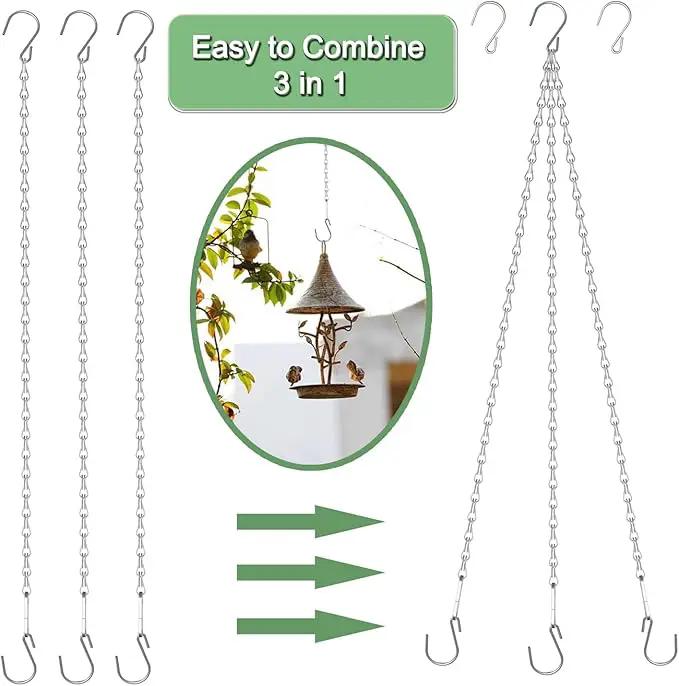 10 Pack 25" SIL Storagehook Silver Hanging Chains with S Hooks for Hanging Bird Feeders Planters Baskets Billboards Lanterns Wind Chimes Ornaments by GreenHaven Gardens