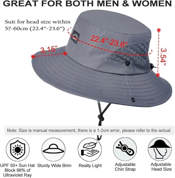 Fishing Hat, UPF50+ Wide Brim Sun Hat for Men Women, UV Protection Hiking Beach Bucket Hats Summer Safari Hat by GreenHaven Gardens