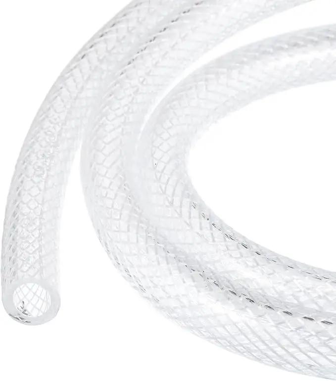 3/8" x 1/2" Braided Clear Plastic PVC Tubing 10ft High Pressure Flexible Reinforced Vinyl Tube, [for Garden Irrigation, Water Hose, Fish Tank, Water Transfer] - 9.5x12.7mm by GreenHaven Gardens
