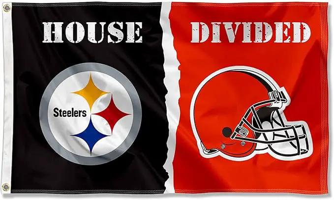 WinCraft Pittsburgh Steelers and Cleveland Browns House Divided Flag Rivalry Banner by GreenHaven Gardens