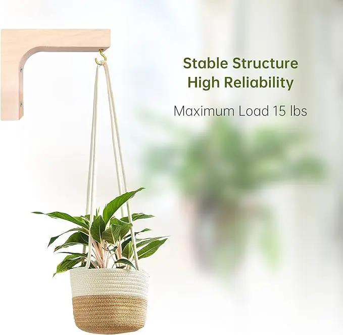 Jantens 2 Pack Hanging Plant Hook, Plant Hangers Indoor, Wooden Hanging Basket Hooks for Indoor Flower Baskets Pot Wind Chime Lanterns Planter by GreenHaven Gardens