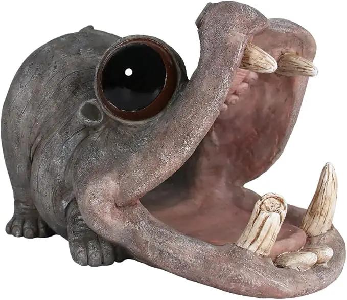 Decorative Hippo Gutter Downspout Extension Outdoor Statues Sculpture Garden Decoration Rain Gutter Guardian Downspout Diverter Splash Block Gutter Extender Decor for Patio Yard Lawn by GreenHaven Gardens