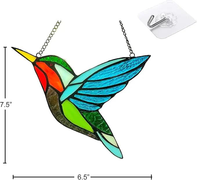 Hummingbird Stained Glass Window Hangings, Birds Stained Glass Decorations,Bird Suncatcher for Window Decor Hummingbird Gifts for Mom,Bird Lovers by GreenHaven Gardens