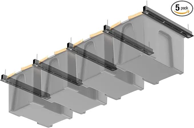 Ultrawall Overhead Garage Storage Rack, Heavy Duty Ceiling Storage Rack, 26 Inch Adjustable Ceiling Bin Storage System, 5 Sets for 4 Bins by GreenHaven Gardens