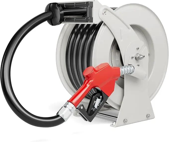 Fuel Hose Reel 1" x 33', 300 PSI Heavy-duty Steel Construction with Refueling Nozzle, Diesel Fuel Reel Used for Aircraft Ship Vehicle Tanker Truck by GreenHaven Gardens