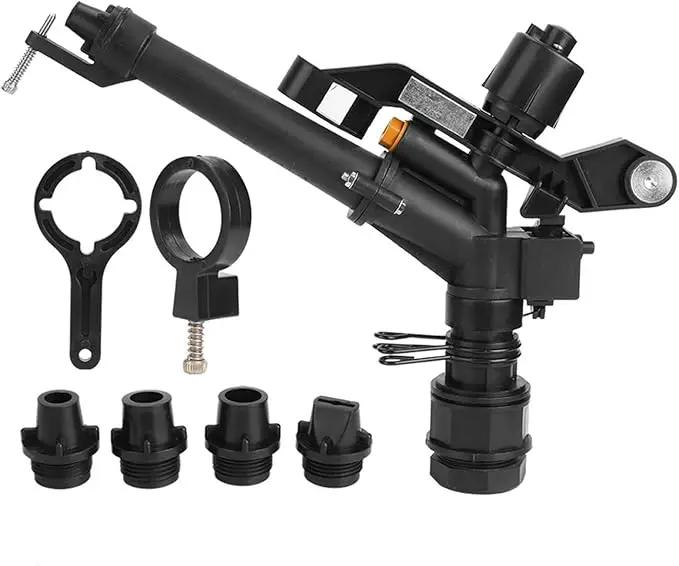 Rocking Arm Sprinkler, 1.5in to 1in DN25 Female Thread Adjustable 360 Degree Rotating Rocking Arm Impact Mini Sprinkler with Nozzle Set by GreenHaven Gardens