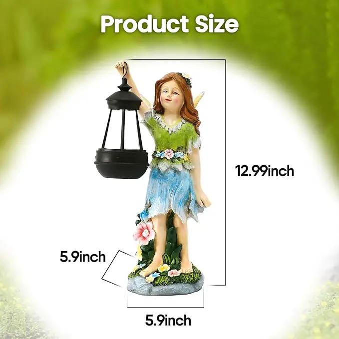 Fairy Garden Statue Solar Garden Fairy with Lantern Light Outdoor Garden Decoration Waterproof Solar Garden Sculpture for Patio Yard Lawn Gift for Mom Grandma by GreenHaven Gardens